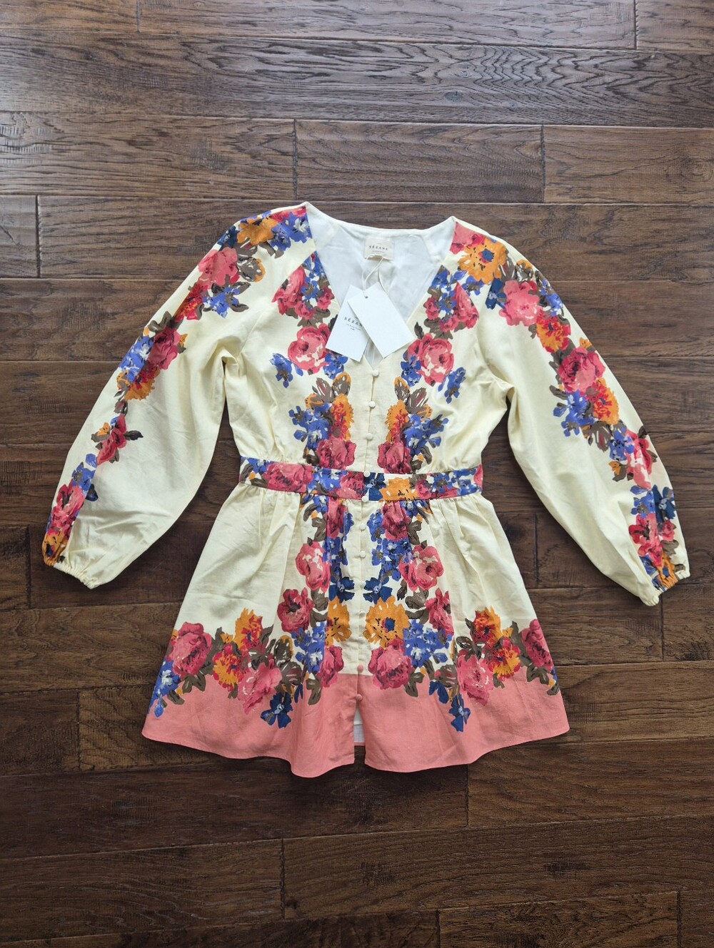 *NWT* [Sezane] Amore Dress In Maxi Roses, Size US 40/8, Part Linen - Picture 2 of 12